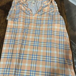 Michael Kors Peach and Blue Plaid Sleeveless Tank Top